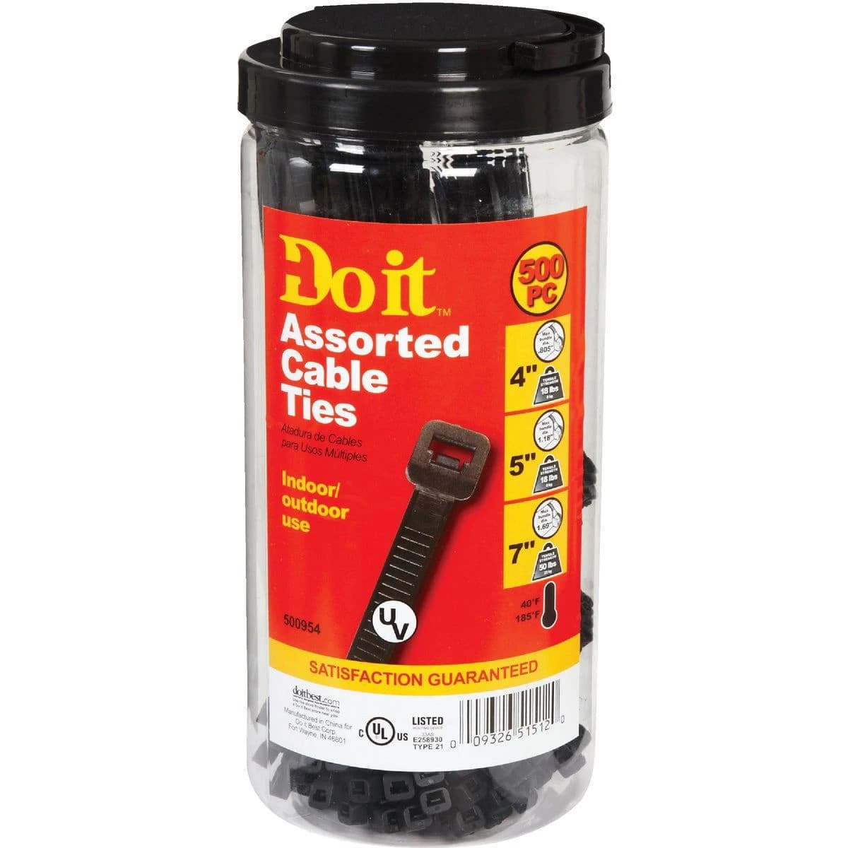 Do it Weather Resistant Self-Locking Molded Nylon Black Cable Tie Assortment (USDO-500SB/500954) product image