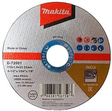 Makita 4 1/2" x 3/64" x 7/8" SS Inox Metal Flat Cutting Blade Disc product image