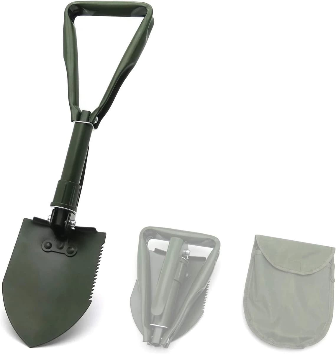 HTTMT- Green Tri-Fold Hiking Multi-Functional Military Folding Shovel (ET-Shovel002-M-Green) product image