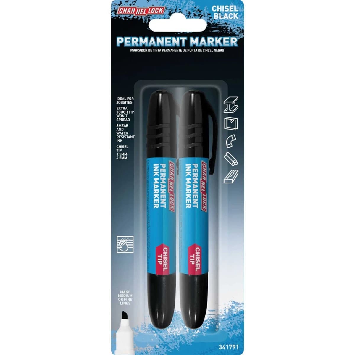 Channellock Chisel Tip Black Ink Marker (2-Pack) product image