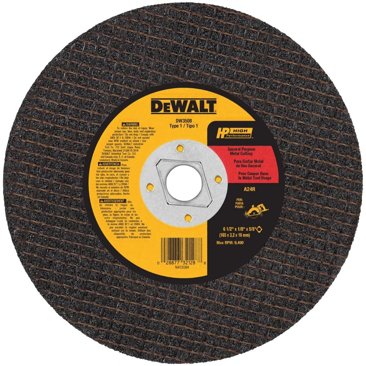 Dewalt 7" x 1/8" x 5/8" Metal Abrasive Saw Blade product image