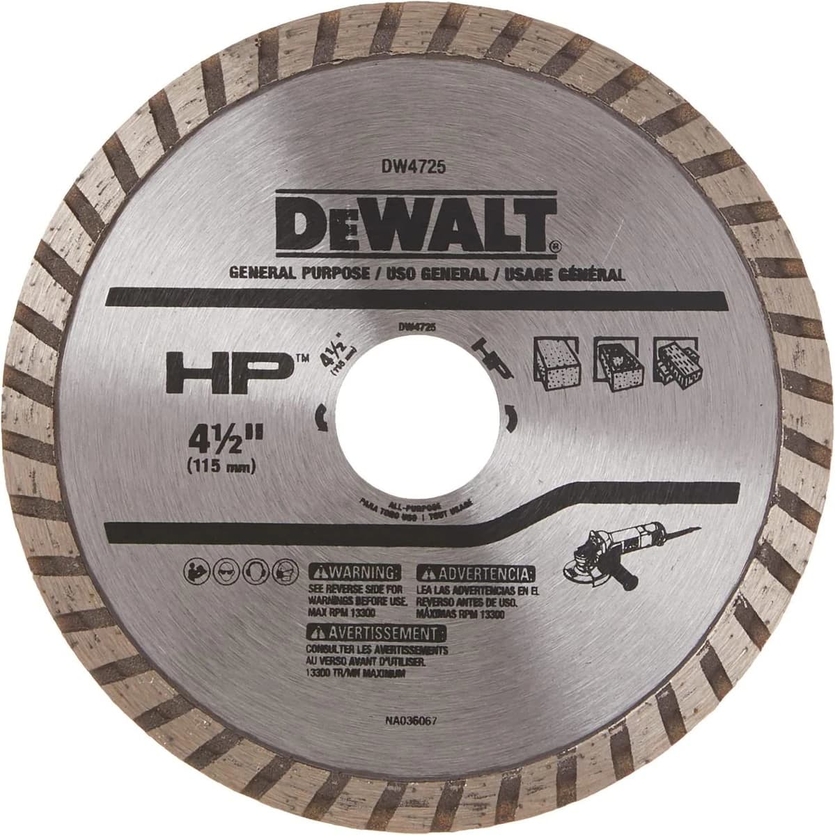 Dewalt 4 1/2" Diamond Blade for Masonry Turbo product image