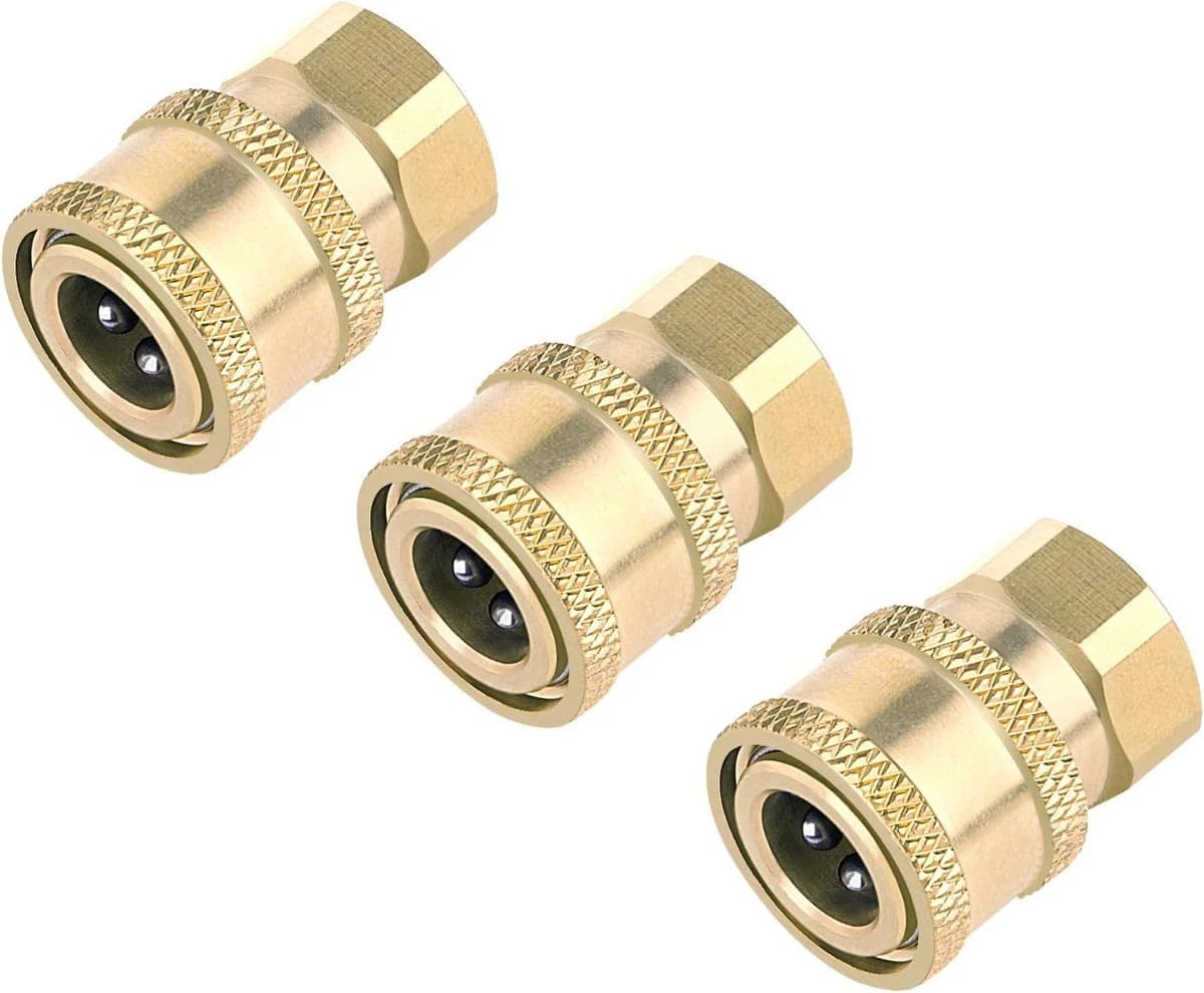Awpeye 3 Pk Pressure Washer Coupler, Brass 1/4" Quick Connect to Female NPT product image