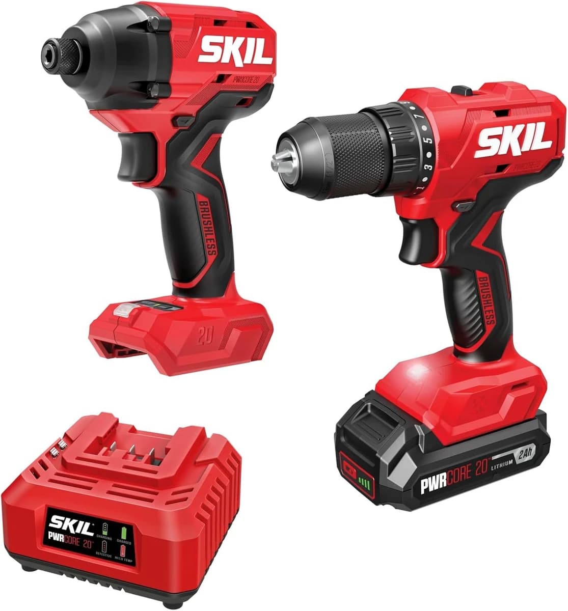 SKIL PWRCORE 20V Brushless 2-Tool Drill Driver and Impact Driver Combo Kit (CB8002B-10) product image