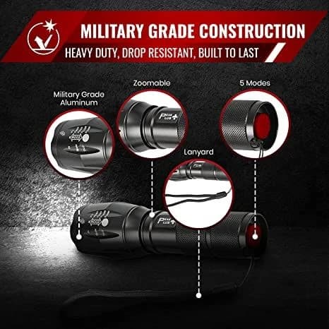 PeakPlus LED Tactical Flashlight High Lumens, Zoomable, 5 Modes for Emergencies product image
