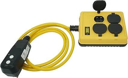 Woods Duplex Right Angle Quad Box w/Gfci 14/3 6' SJTW Right Angle Power Block product image