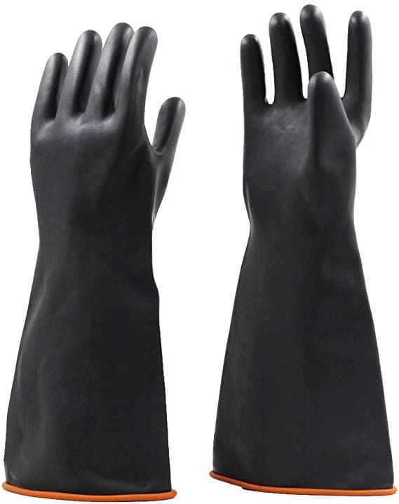 Black Rubber Gloves 18" with Orange Rolled Edges product image