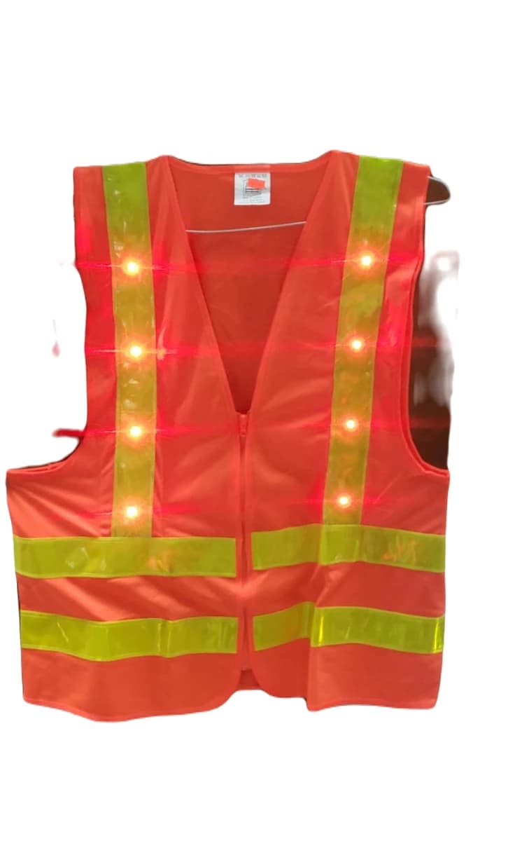 Traffic Vest w/Flashing LED Lights & Reflective Tape - Orange - L product image
