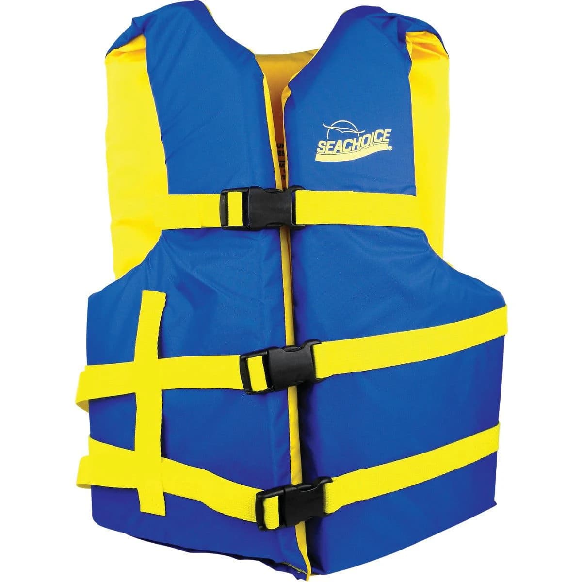 Seachoice Blue/Yellow Adult Type III & USCG 90 Lb & Up Boating Life Vest 30"-52" product image