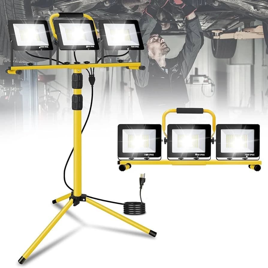 21000 Lumen Work Lights with Stand w/3 Adjustable Head LED Work Light and Tripod product image