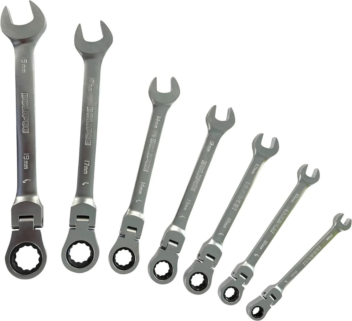Eclipse 7pc Metric Flexible Head Combination Ratchet Wrench Set (8-19mm) product image