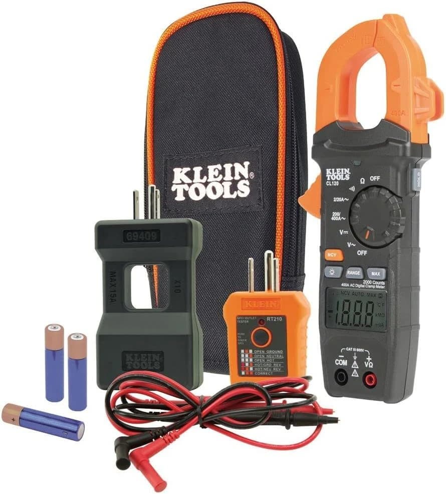 Klein Clamp Meter Test Kit AC Auto Ranging 400Amp Backlit Display IncGFCI Tester product image