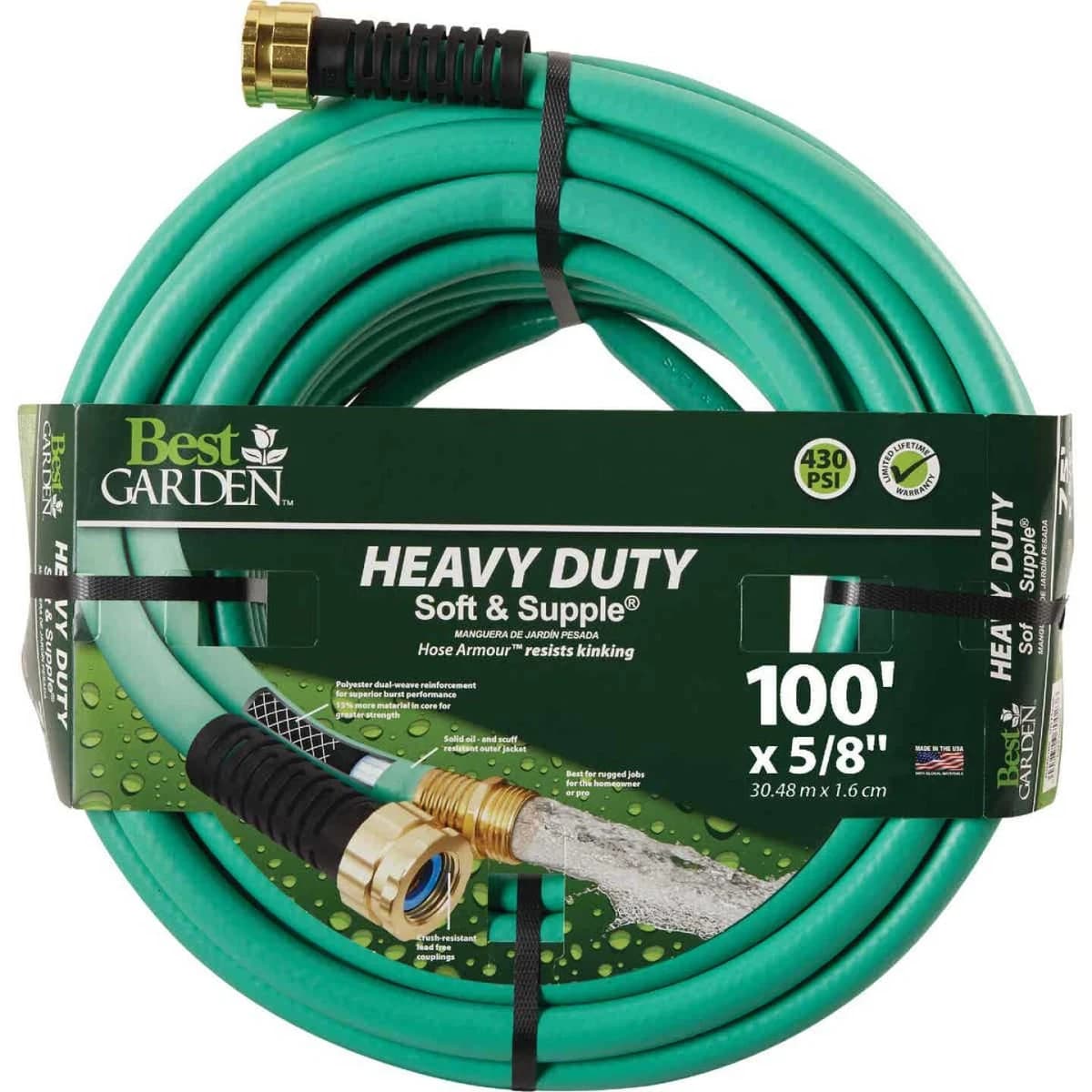 Best Garden 5/8" x 100' Heavy-Duty Soft & Supple Garden Hose product image