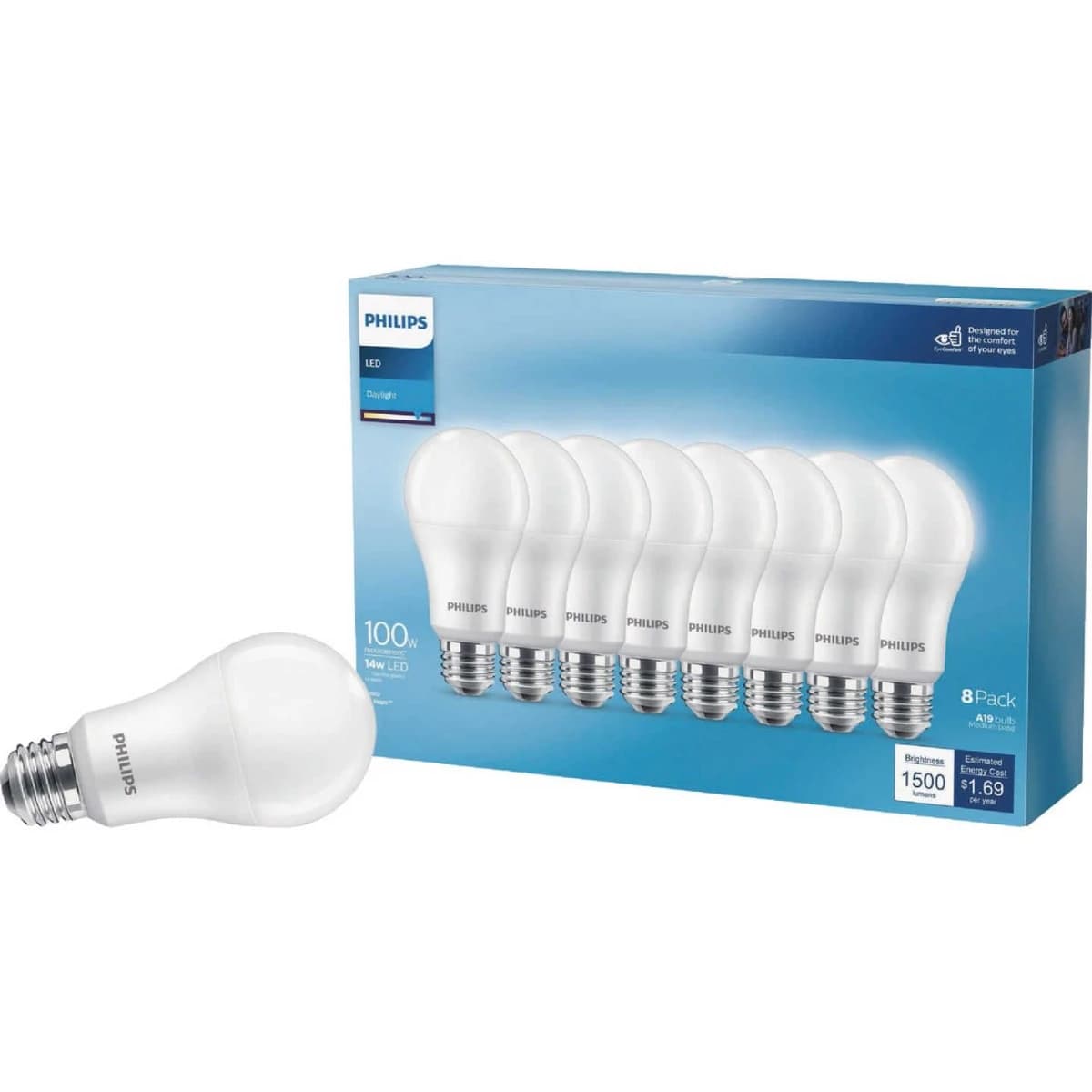 Phillips 100W Daylight A19 LED Bulb - 8pk product image