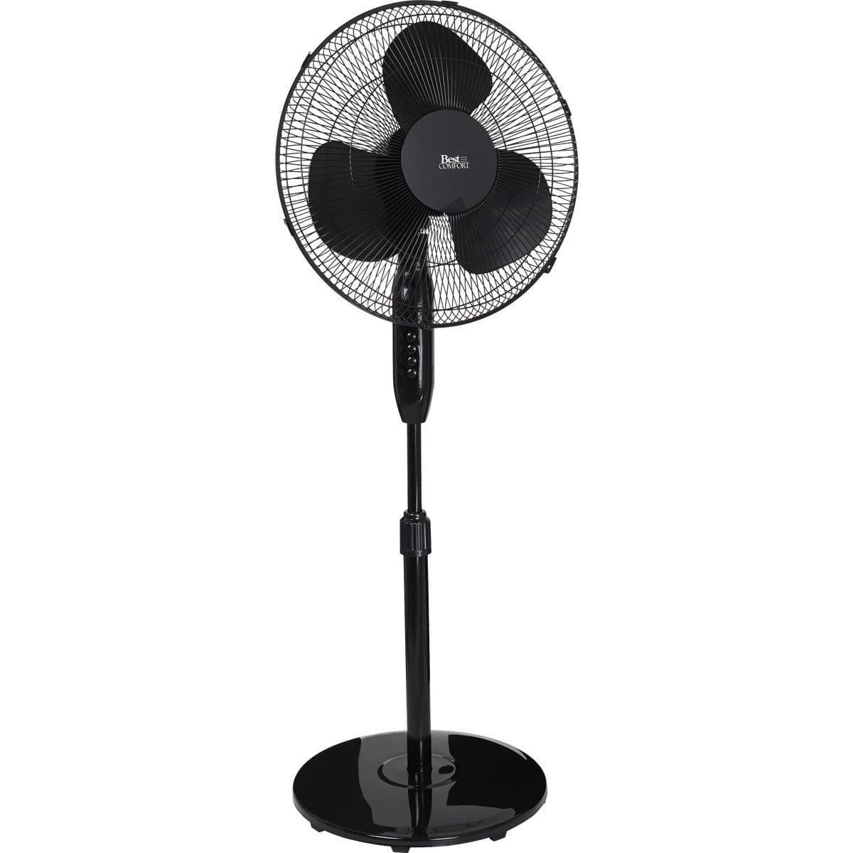 Best Comfort 16" 3-Speed Extends to 49" H. Black Oscillating Pedestal Fan product image