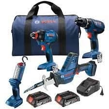 Bosch 18V 4-Tool Combo Kit Drill Driver, 2 in 1Impact Driver Sawzall & Worklight product image
