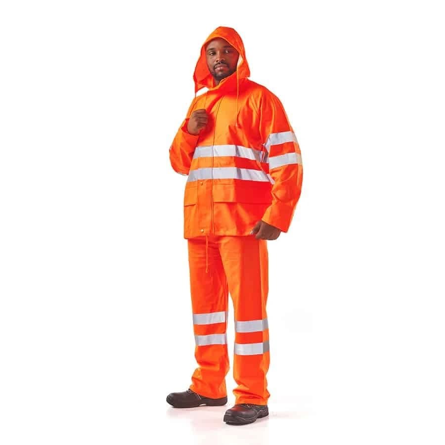Fluorescent Orange 35Mil 3 pc PVC/Poly Rain Suit - L product image