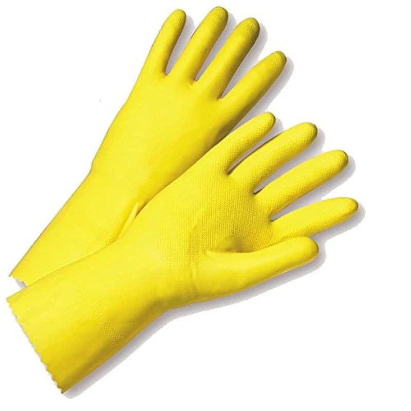Flock Lined Yellow Domestic Latex Gloves - Large product image