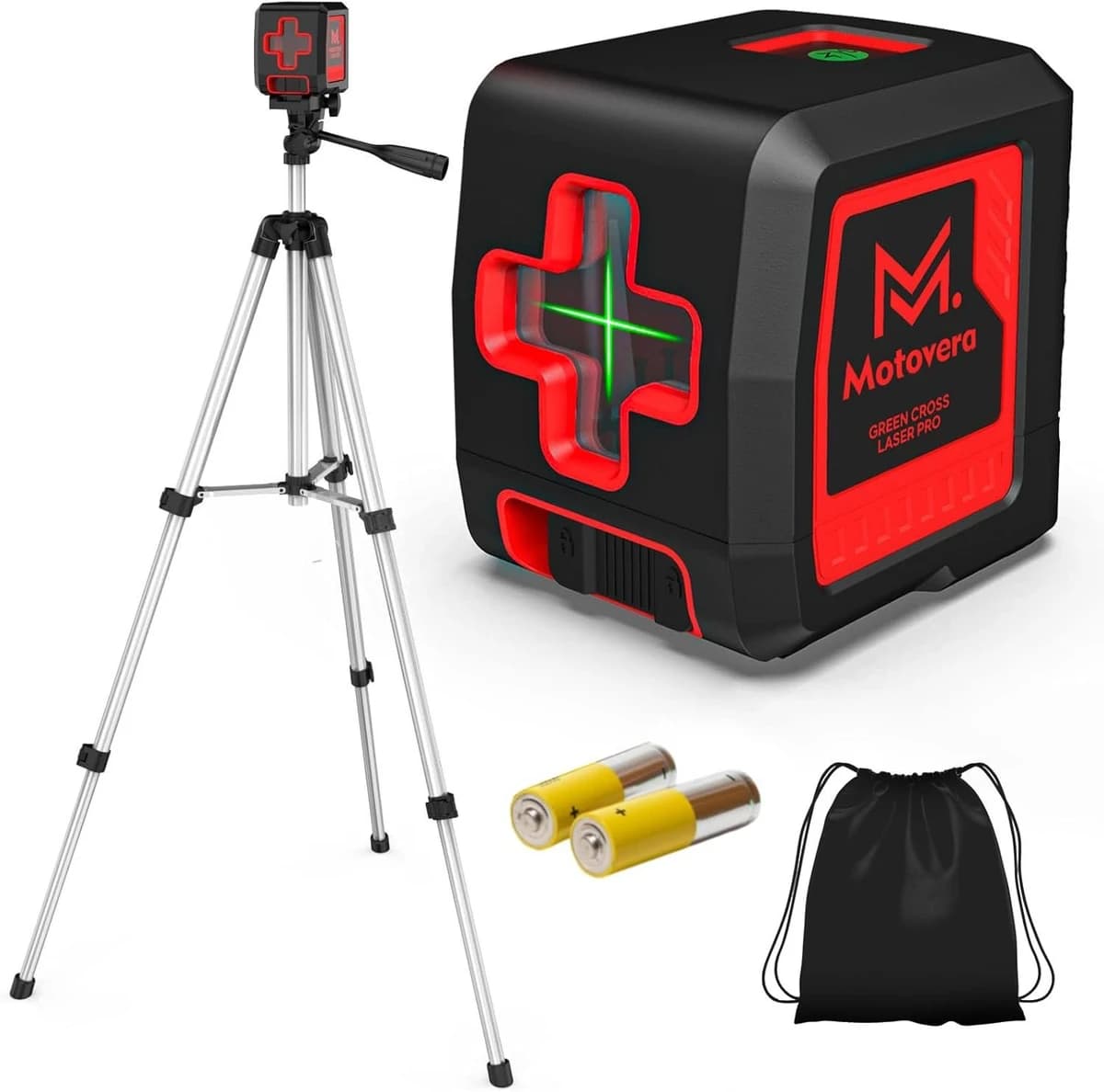 Motovera 100' Green Cross Line Self Rotary Leveling Laser Level with Tripod product image