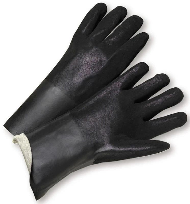 14" Black Rough Finish Double Dipped PVC Glove product image