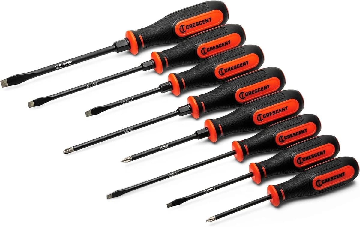 Crescent 8PC Diamond Tip Dual Material Screwdriver Set w/Phillips & Flat/Slotted product image