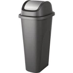 Keter Curver Forte 11 Gal. Slim Swing Lid Trash Bin Silver and Black product image