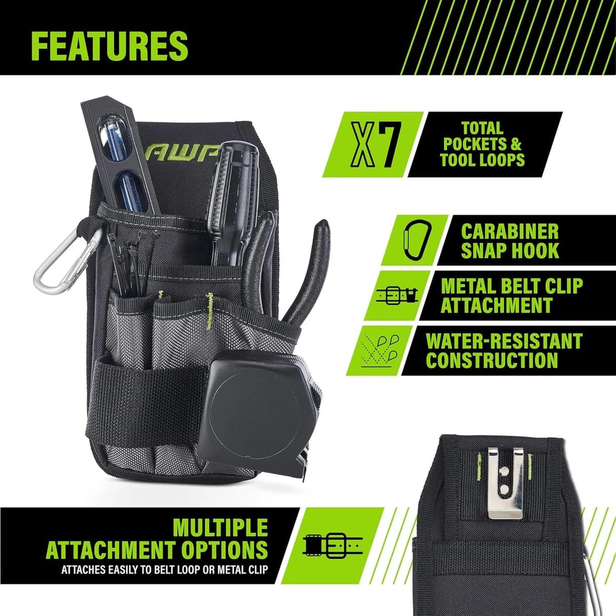 AWP Electrician Multi-Pocket Tool Pouch Organizer product image