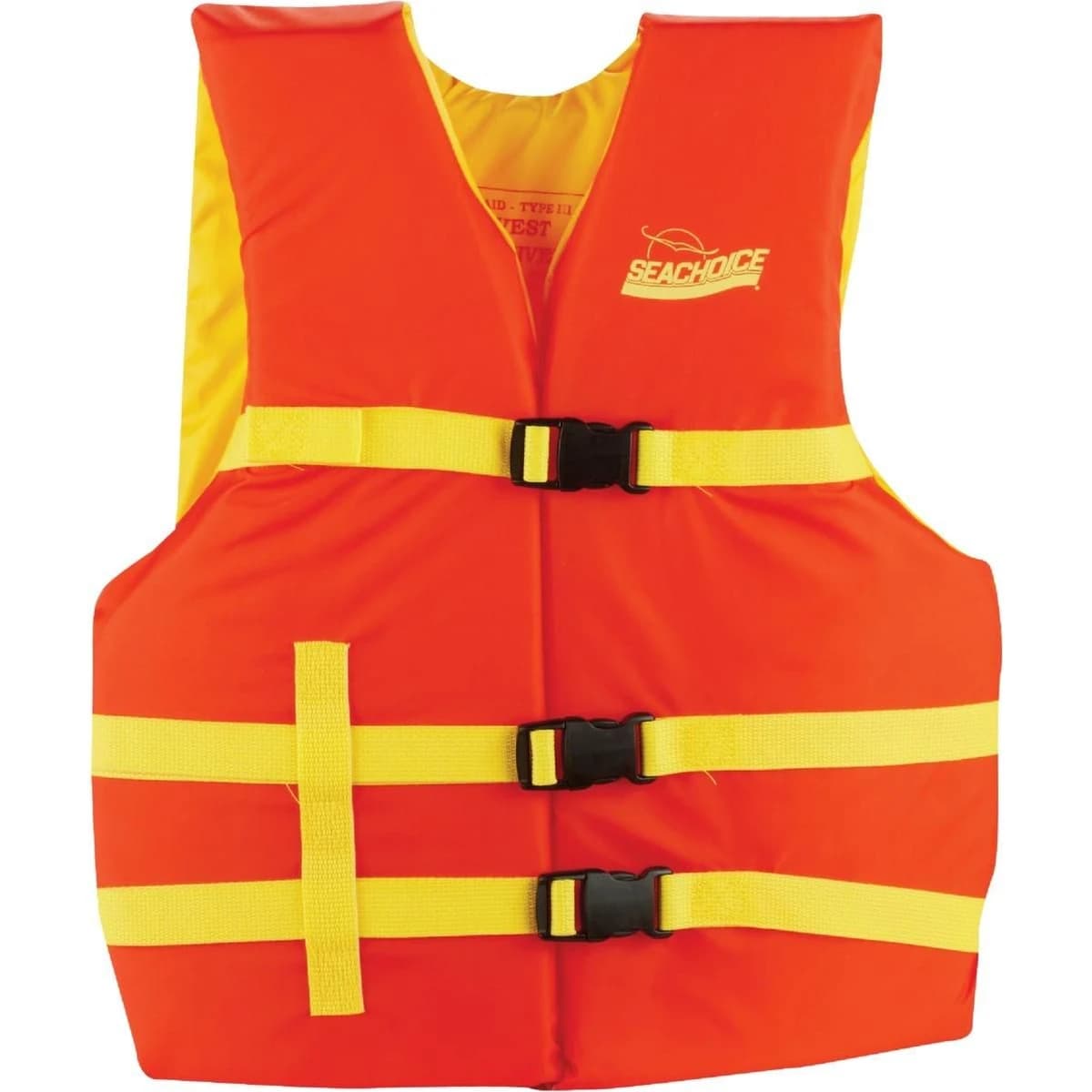 Seachoice Orange/Yellow Adult Type III & USCG 90Lb& Up Boating Life Vest 30"-52" product image
