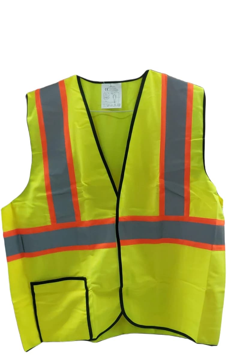 Traffic Vest 145 GSM - 3M Silver Reflective Lime Edge Velcro 1 Pocket - Yellow L product image