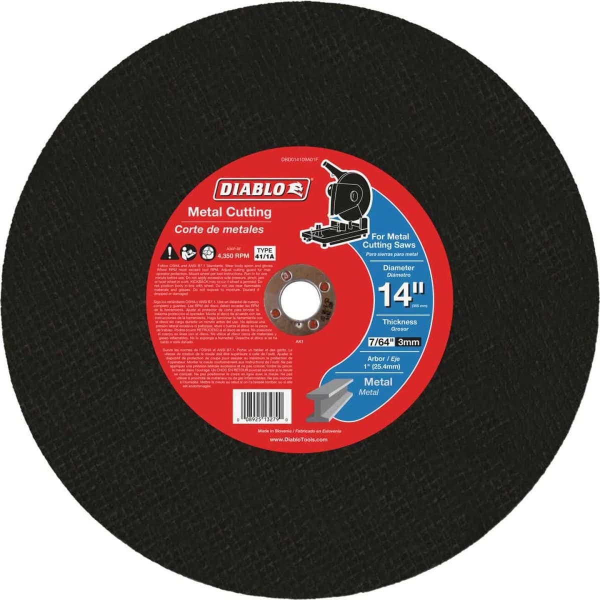 Diablo Type 1 14" x 7/64" x 1" Metal Cut-Off Wheel Chop Saw Blade product image