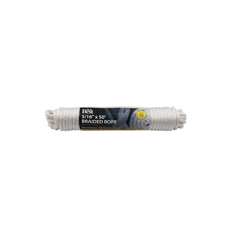 DIB 5/16" X 50' White Braided Nylon Rope - High Strength, Rot-resistant, Durable product image