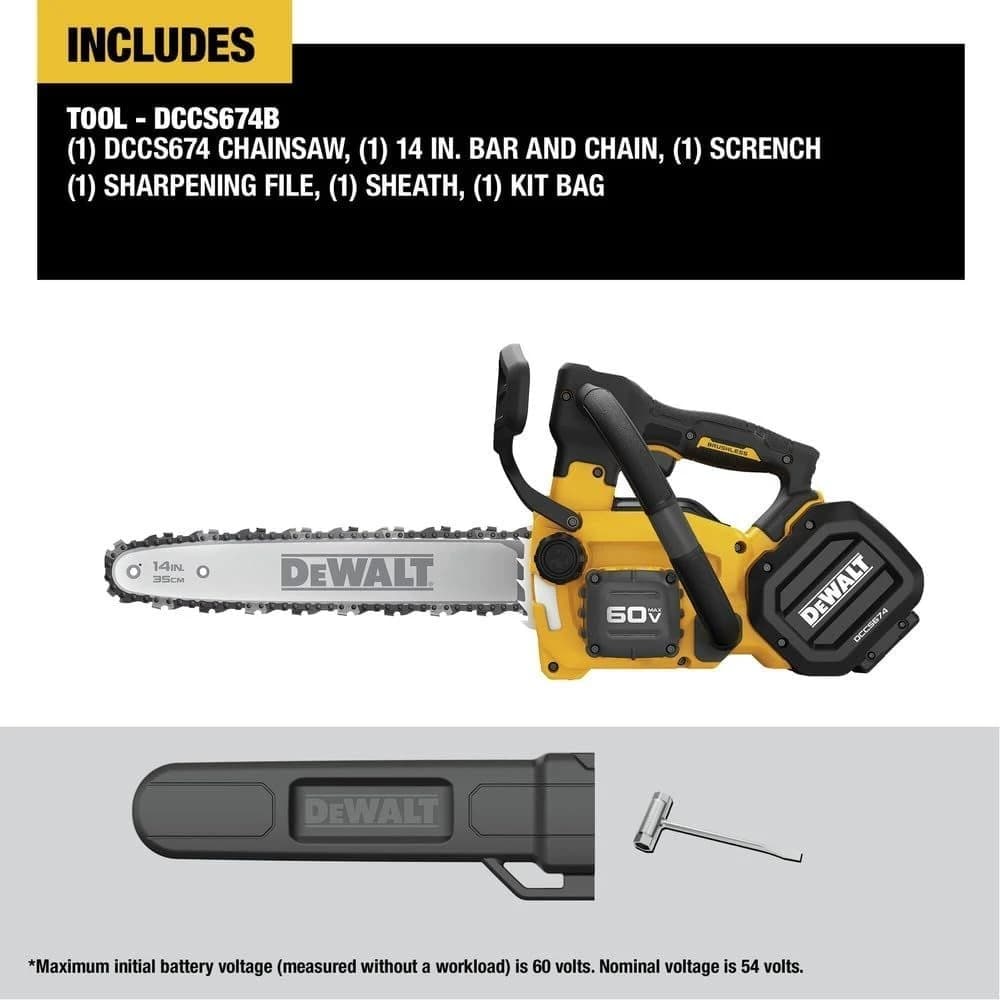 Dewalt 60V MAX Top Handle Lithium-Ion 14" Cordless Chainsaw Kit w/2 Batteries9Ah product image