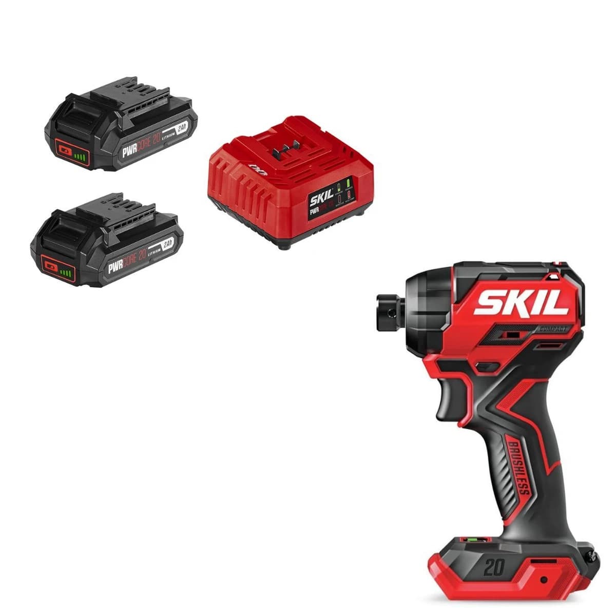 Skil PWR Core Brushless 20V 1/4" Compact Hex Impact Driver w/2x2amp Bat (ID6739B+CB5197B-21) product image