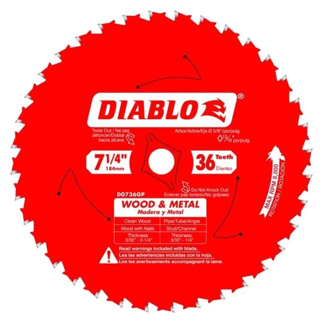 Freud Diablo 7 1/4 Inch x 36T GP CSB Blade product image