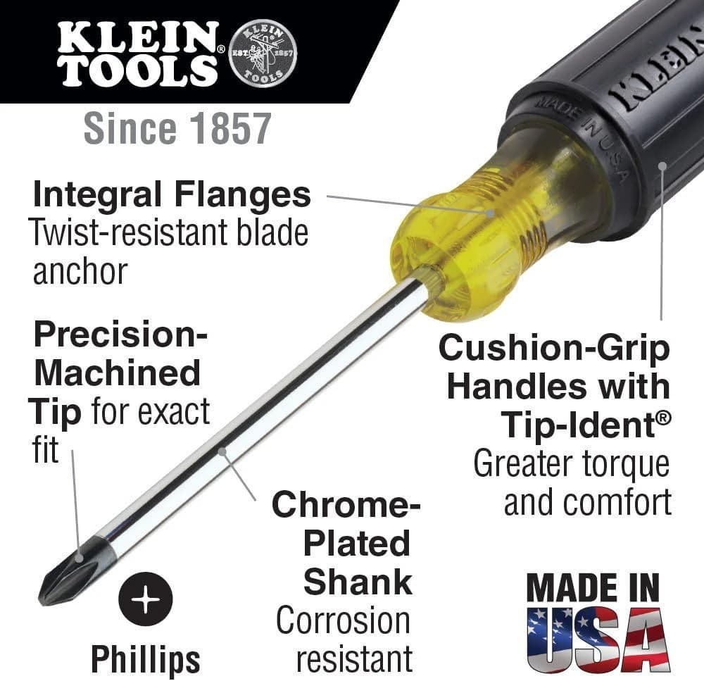 Klein #2 x 10" Phillips Screwdriver Non Magnetic Cushion Grip product image