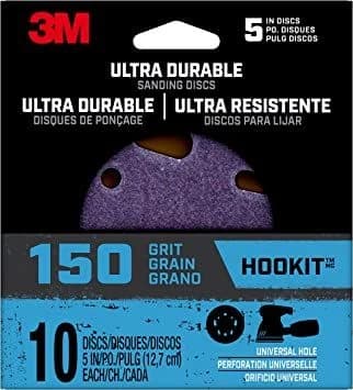 3M Ultra Durable 5" Power Sanding Discs Universal Hole 150 Grit - 10/Pack product image