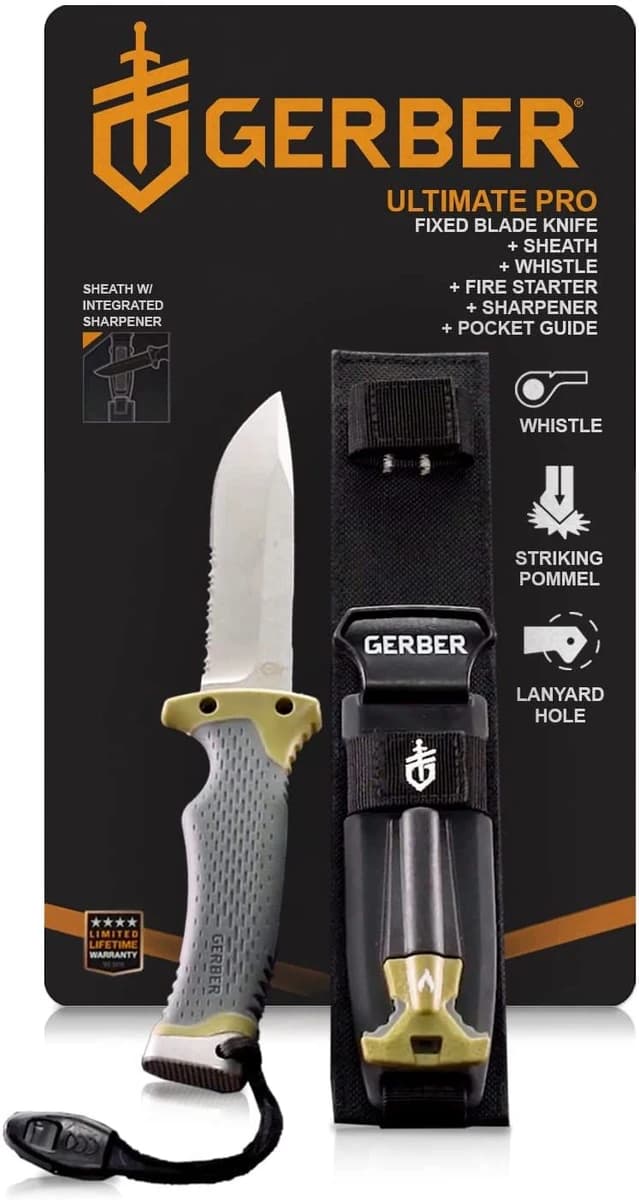Gerber Gear Ultimate Tactical Knife with Fire Starter, Sharpener & Sheath 4.75" product image