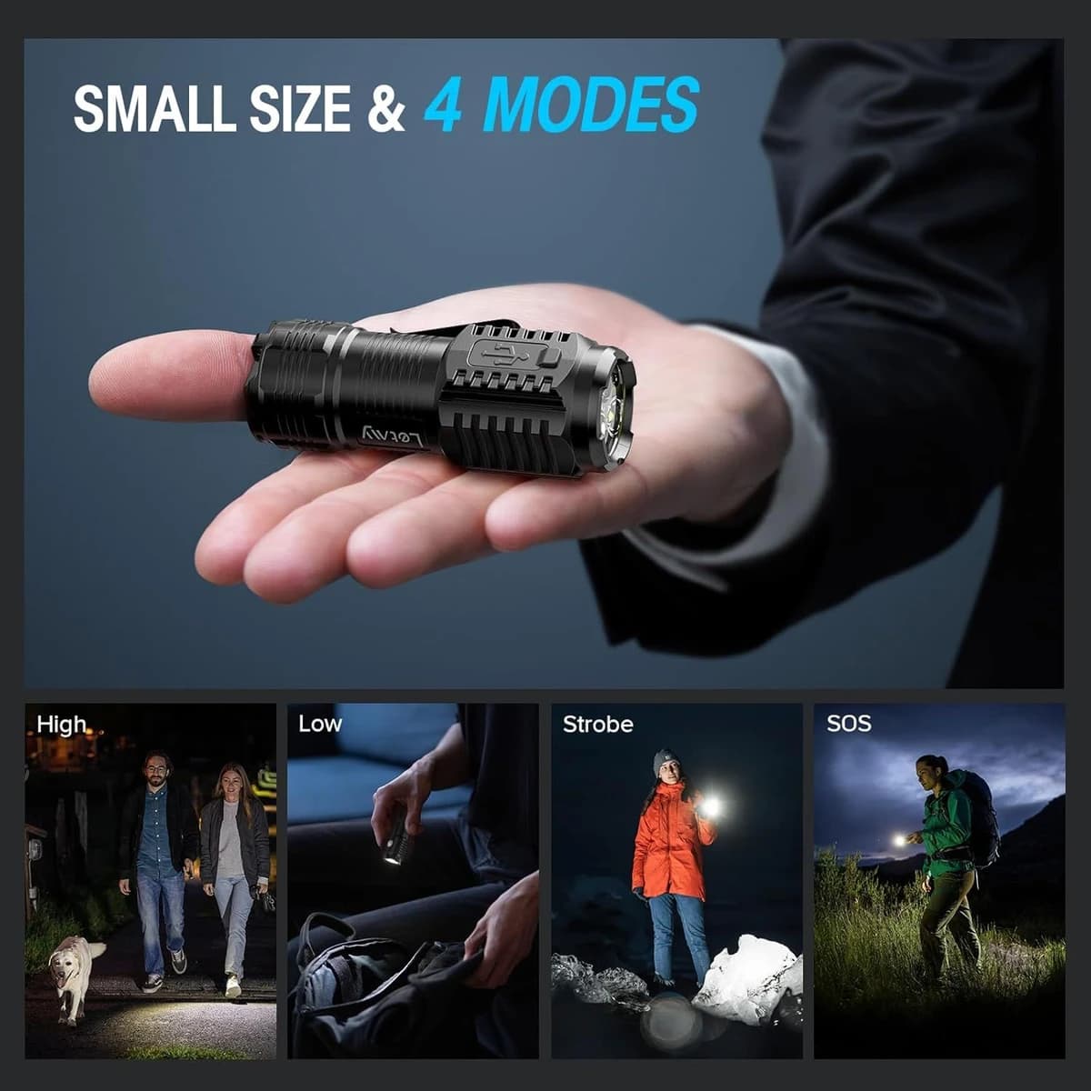 LETMY Rechargeable Mini Flashlights with Magnetic Base & Belt Clip product image