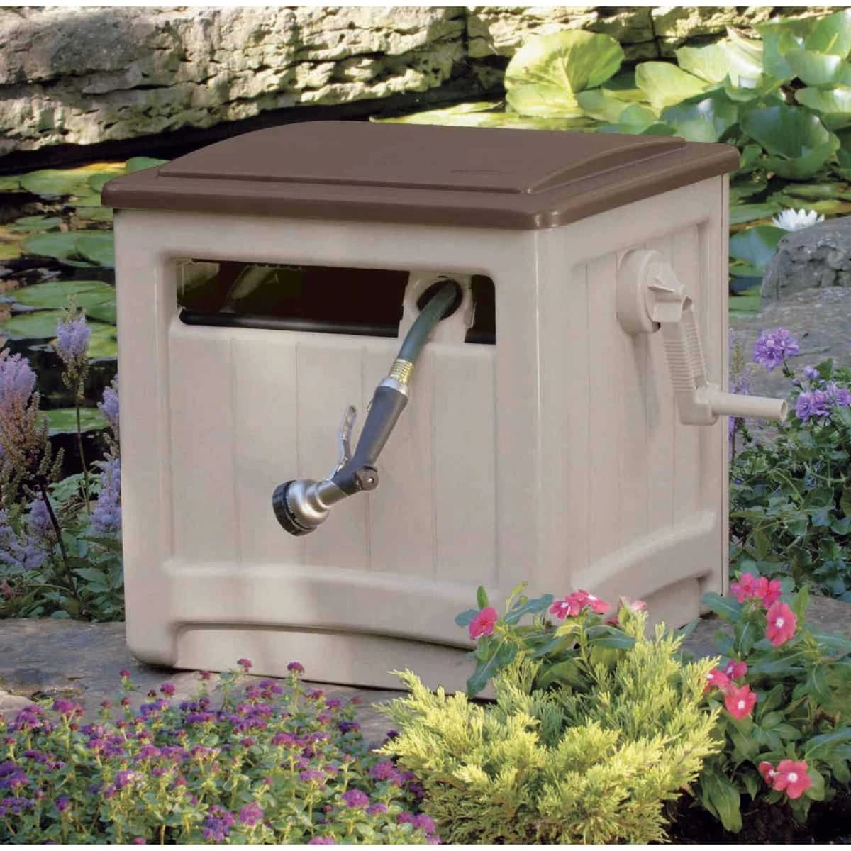 Suncast Smart Trak Hideaway 225' x 5/8" Taupe w/Bronze Lid Resin Hose Reel product image