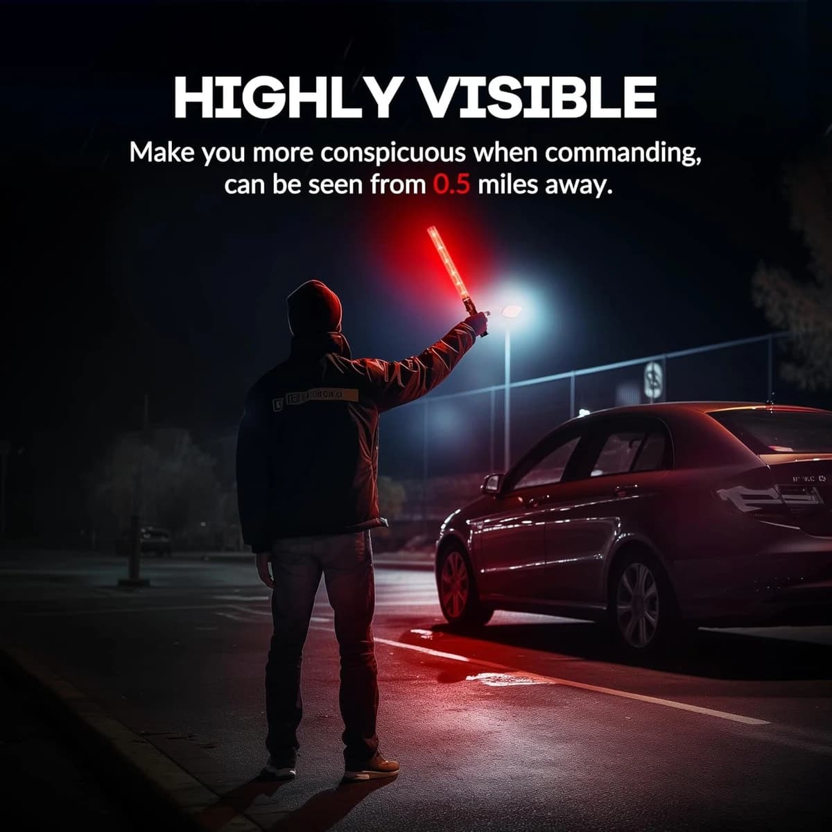 E-riding 21 Inch Air Traffic Control Wand/Baton with 3 Flashing Modes Using 2 C-Size product image