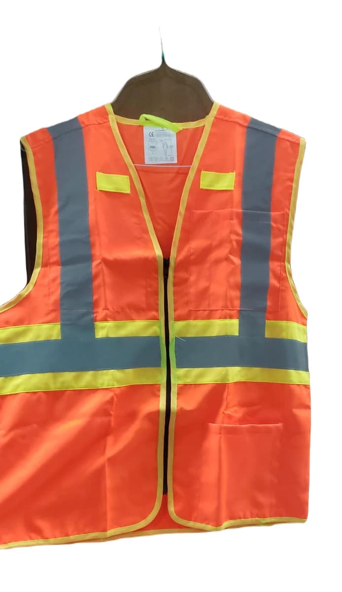 Traffic Vest 300 Denier - 3M Silver Reflective- Yellow Zip - 6 Pocket - Orange product image