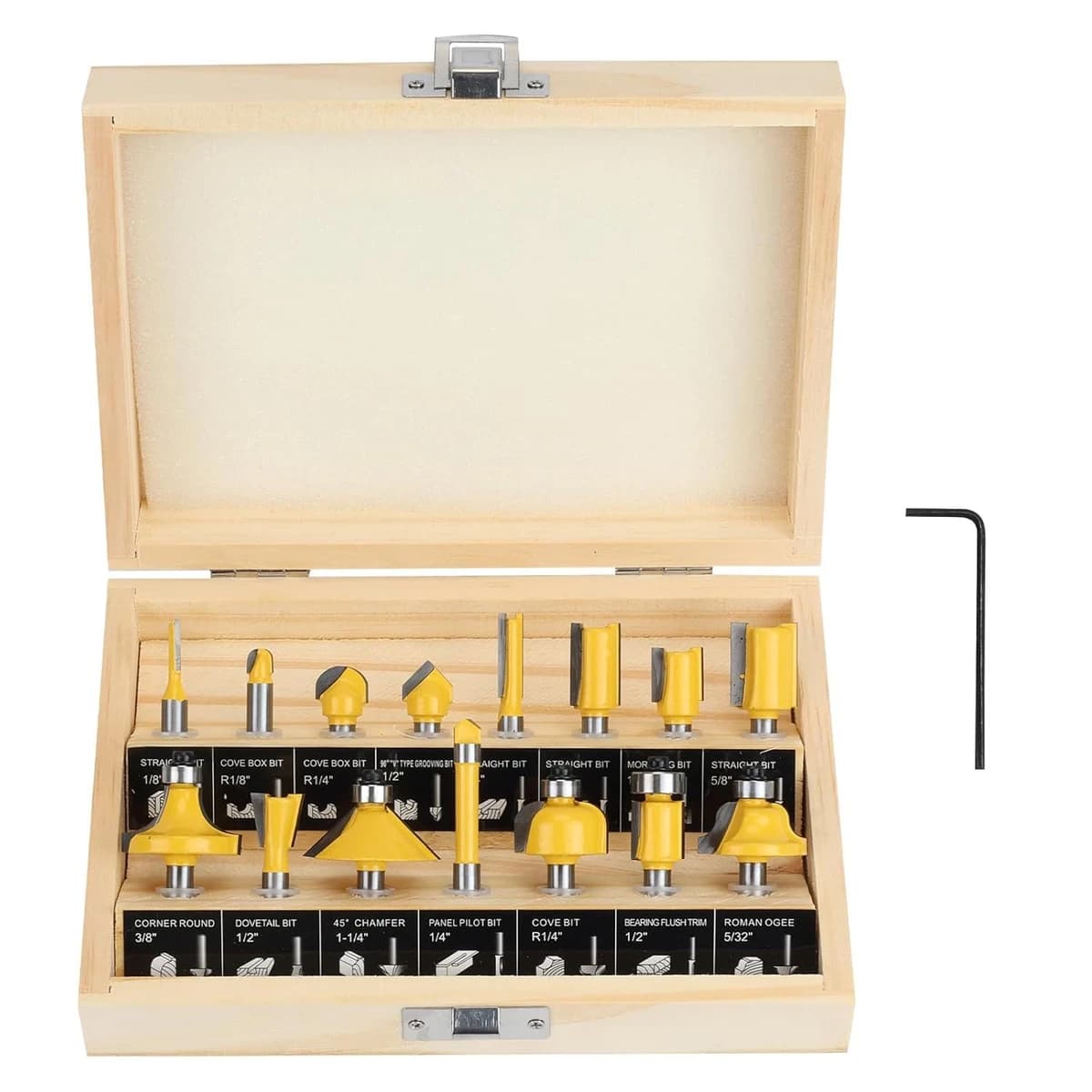 Yueqing Zhongji 15pc Router Bit Set 1/4" Shank Tungsten Carbide product image