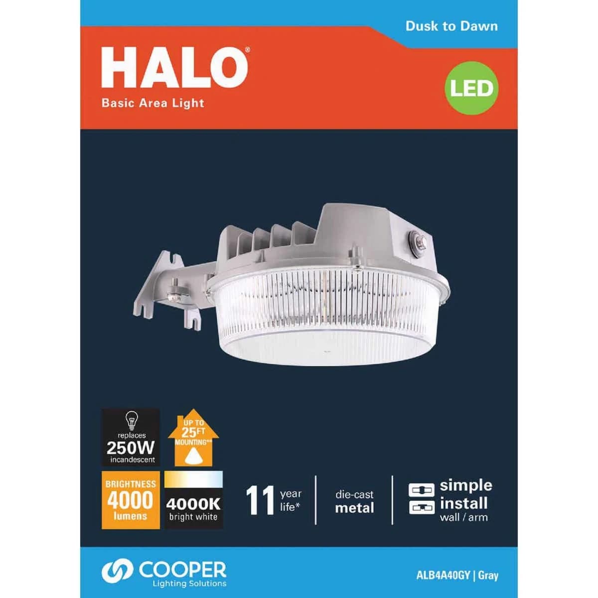 Halo Gray Dusk To Dawn LED Basic Outdoor Area Light Fixture, 4000 Lm. product image