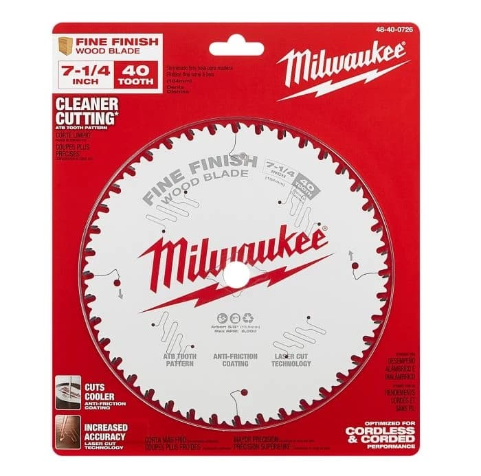 Milwaukee 7 1/4" 40T Fine Finish Circular Saw Blade product image