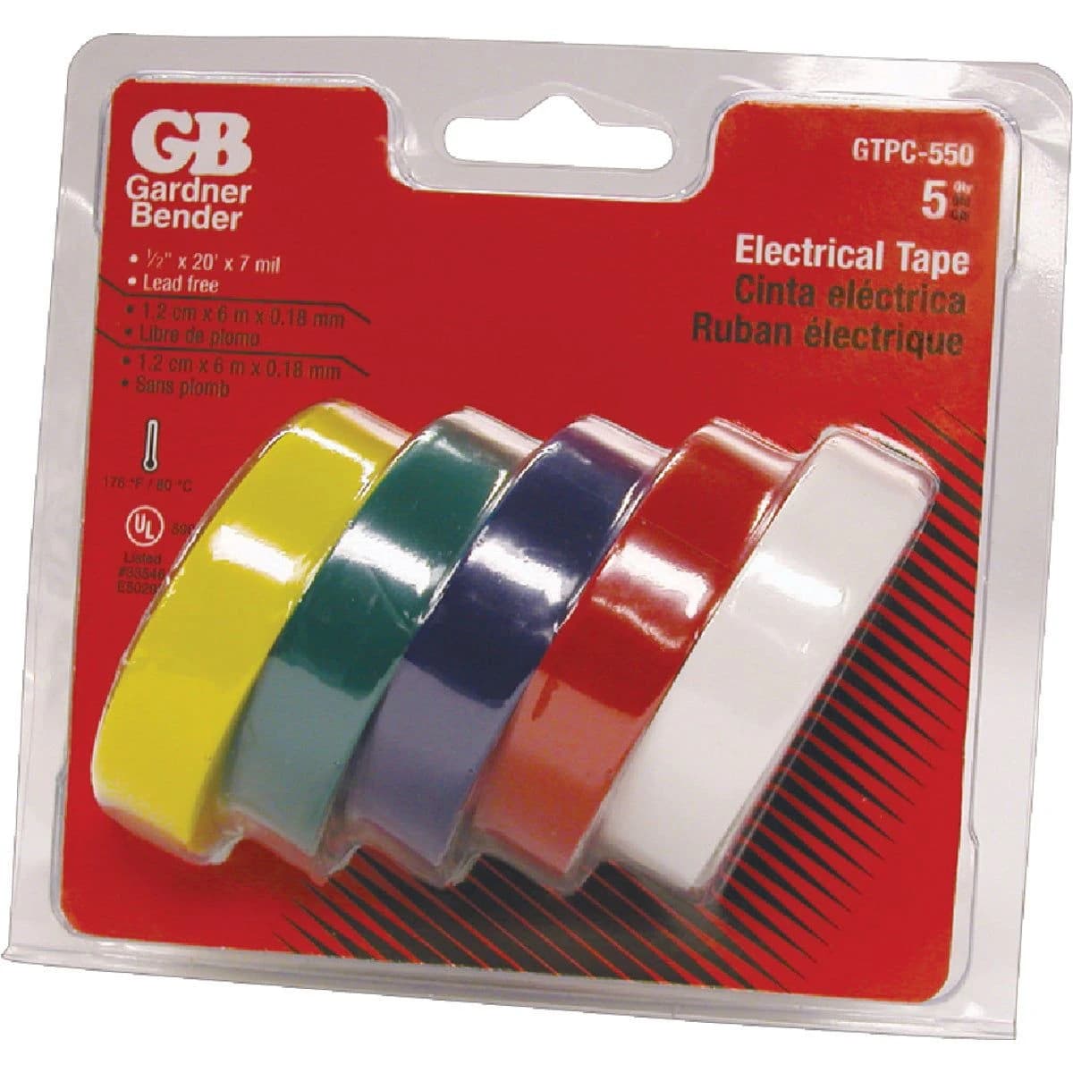 Gardner Bender General Purpose 1/2" x 20" Electrical Tape 5pc product image