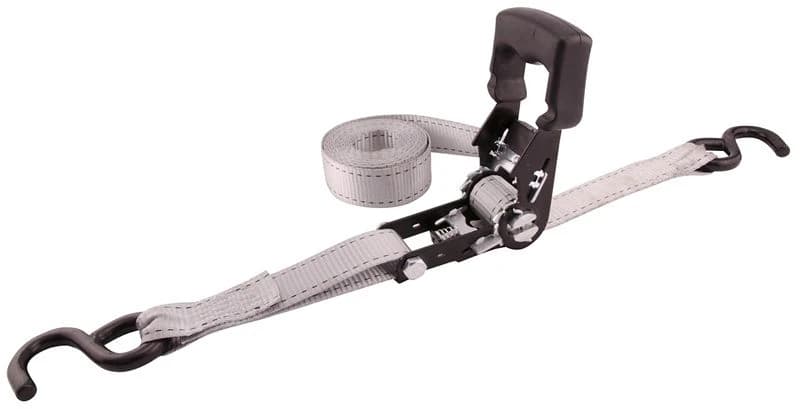 Erickson 1 1/4 Inch x 12' Rubber Handle Ratcheting Tie-Down Strap - Grey product image