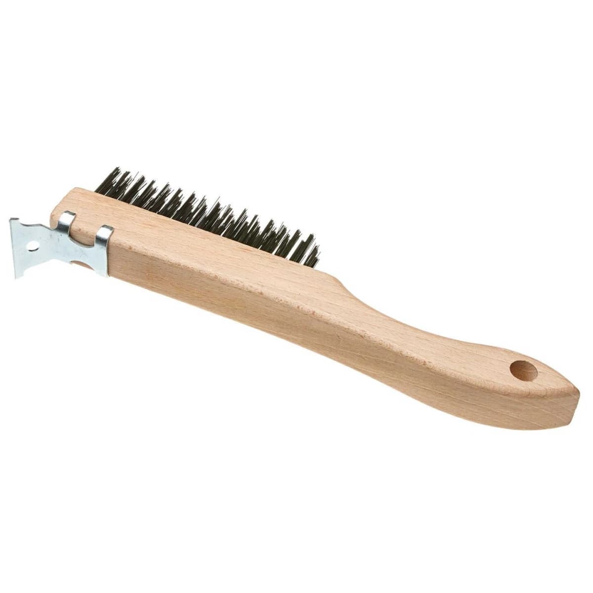 Best Look Wood Shoe Handle Wire Brush with Metal Scraper product image