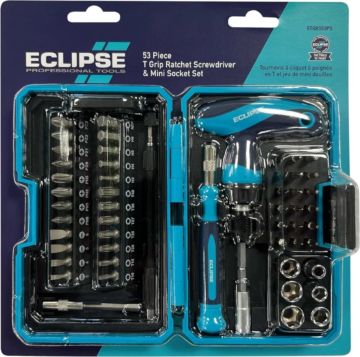 Eclipse Professional Tools 53pc T-Grip Ratchet Screwdriver & Mini Socket Set product image