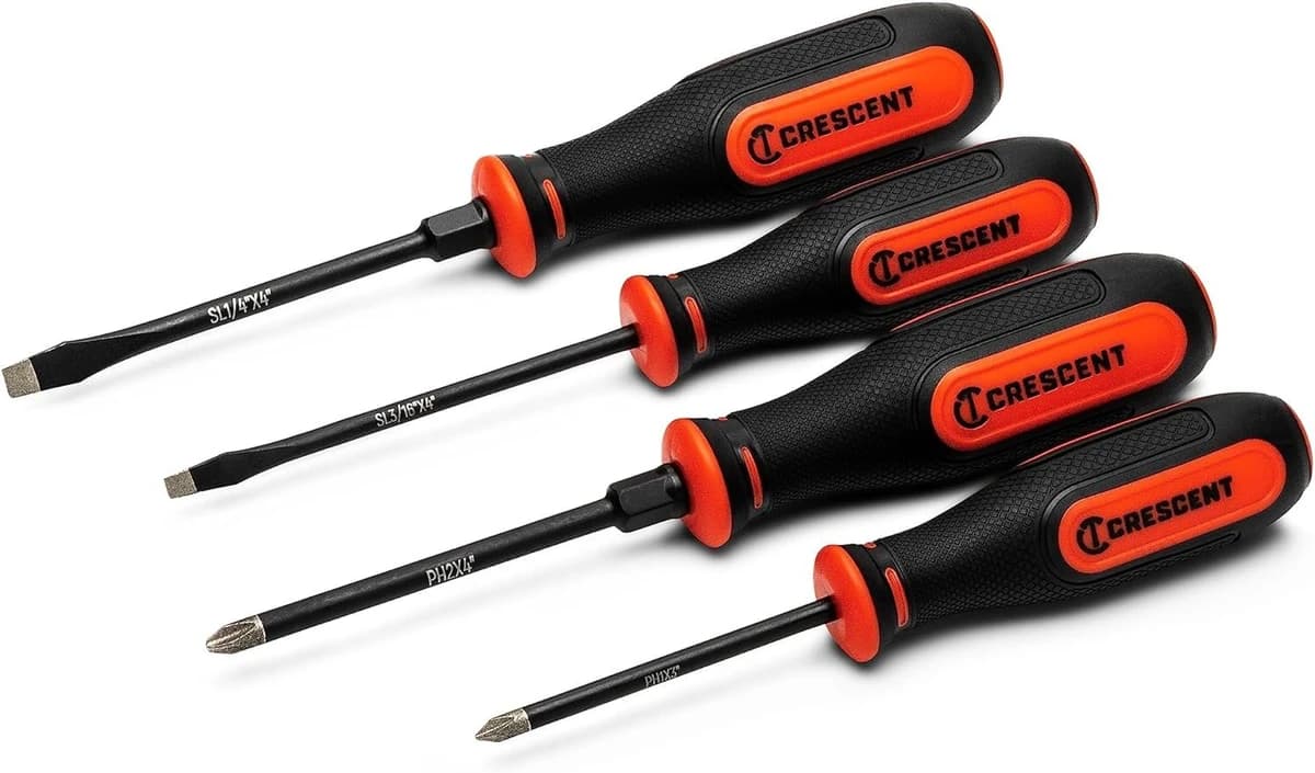 Crescent 4PC Diamond Tip Dual Material Screwdriver Set w/Phillips & Flat/Slotted product image