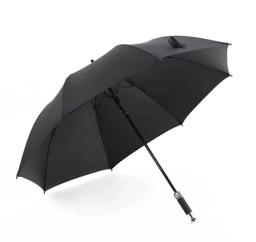 58" Black Pongee Umbrella Double Canopy Plastic and Chrome Handle w/Carry Case product image